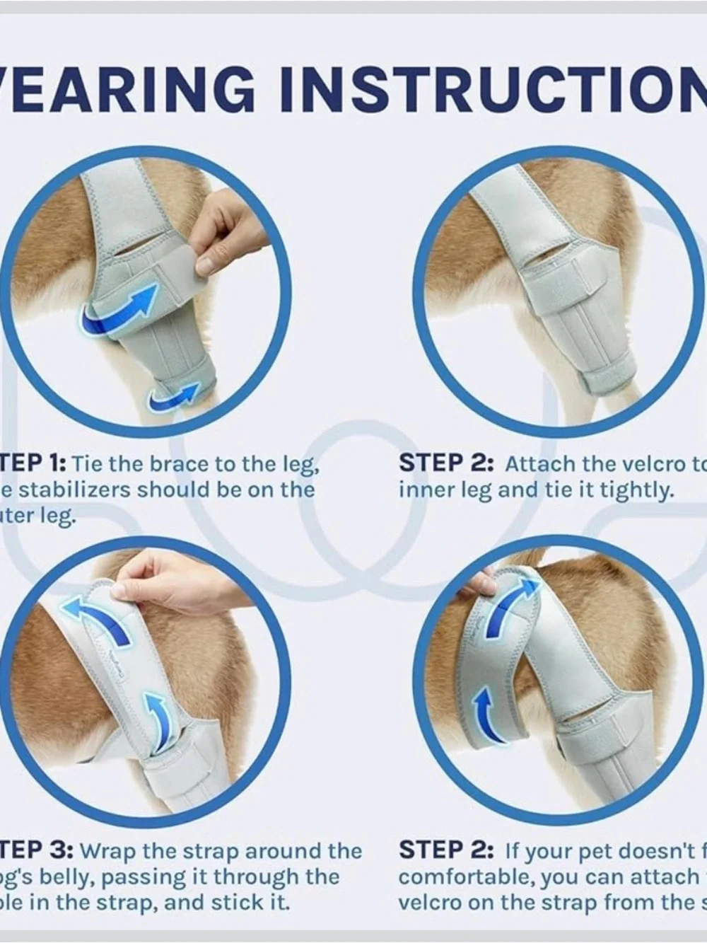 Dog Knee Brace for Sprain‎ ACL Injury Support Back Leg Adjustable Large